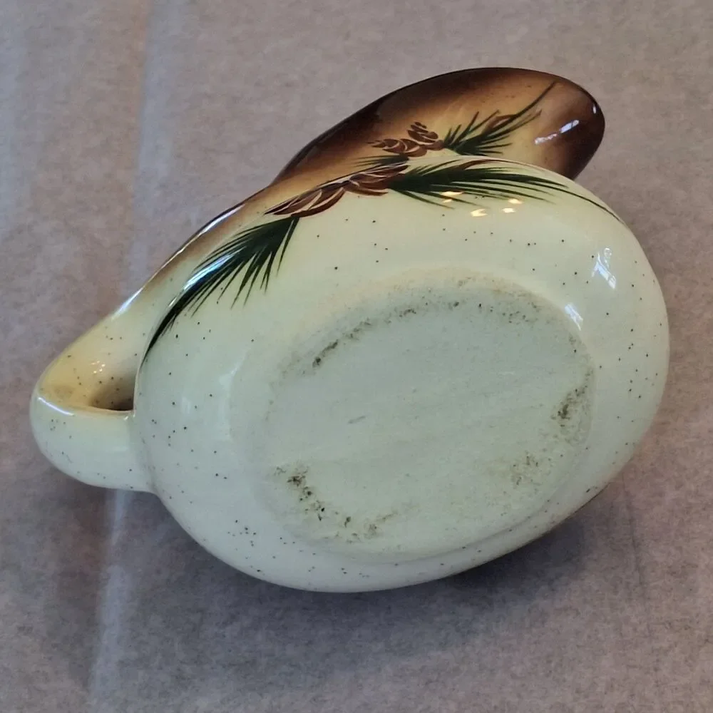 Vintage ROMCO Rocky Mountain Pottery Pinecone Glazed Creamer Colorado Brown